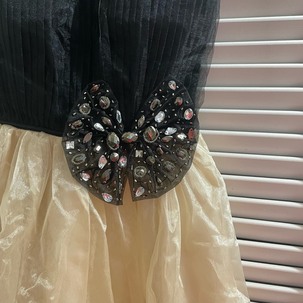 Formal Cocktail Short Black and Cream Dress.